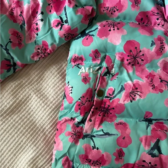 Arizona Green Tea floral Puffer Jacket / Coat - Picture 8 of 13